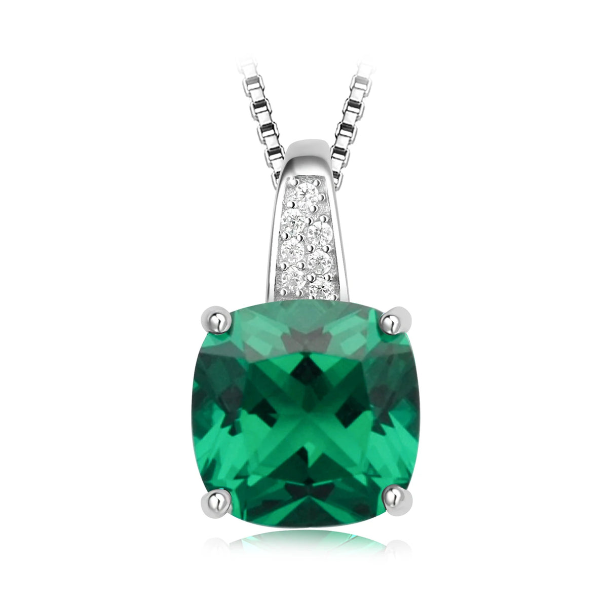 Potiy 4,73 ct Kissen-Halskette mit Saphir-Nano-Smaragd-Tansanit-Anhänger, keine Kette, 925er-Sterlingsilber für Damen, Valentinstag