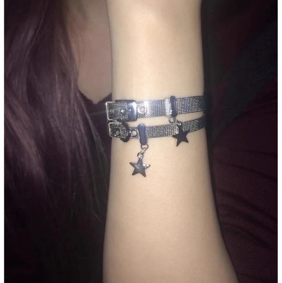 Harajuku Süße Mädchen Stern Charms Armbänder Nette Punk Coole Pentagramm Armreifen Armband für Frauen Party Club Koreanische Mode Schmuck