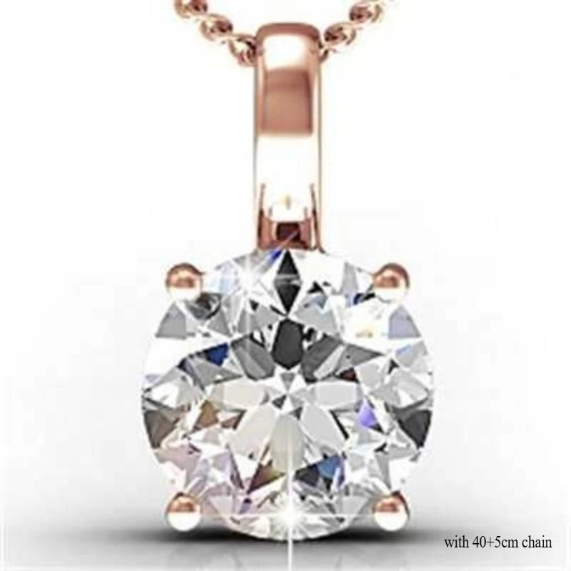 Daisini-Kristalle von Swarovski, klassische 4 Krallen, runder Schliff, glänzende Halskette, Damen-Anhänger aus 18 Karat Gold, luxuriöser Kupferschmuck
