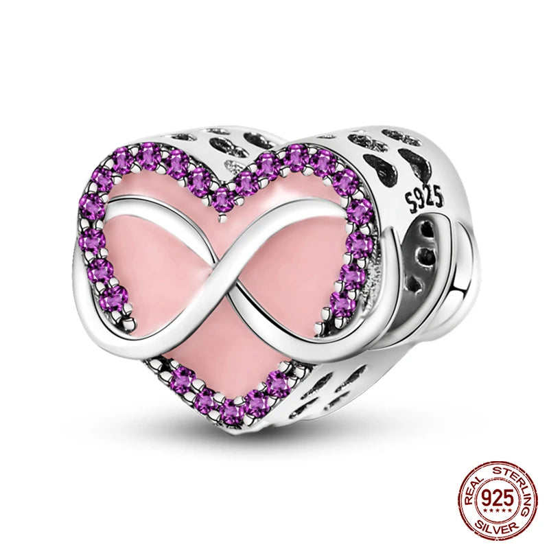 Charms aus 925er-Sterlingsilber, romantische Herz-Serie, Perlen, passend für Qikaola 925 Original-Armbänder, DIY-Schmuck zum Muttertag, Geschenke