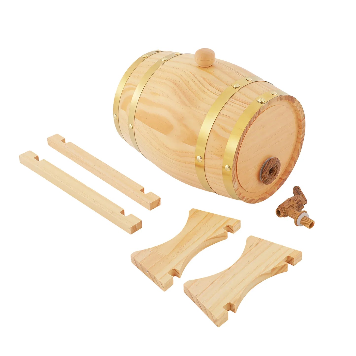 3L Weinfass aus Holz, Original Holzweinfass für Wein und Whisky mit Ständern und Zapfhahn, Ellipsenförmige Aufbewahrung für Apartments