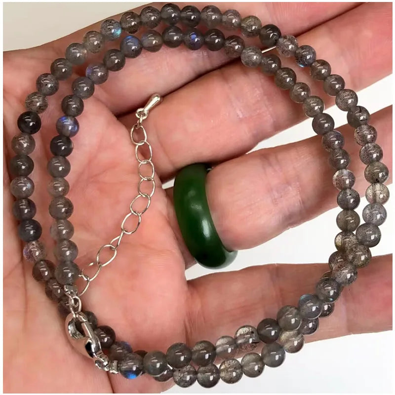 Natürliche 4mm Fluorit Amethyst Sonnenstein Apatit Quarz Perlen Halskette mehrere Farben Geschenke für Mädchen Mode Armband Halsband