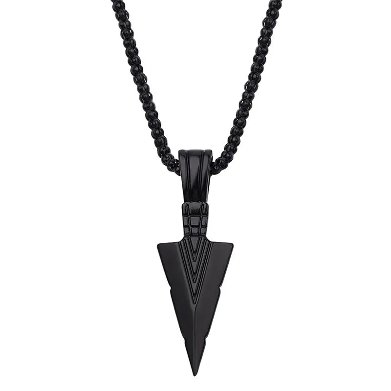 2022 silber Farbe Retro Persönlichkeit Schwarz Dreieck Pfeilspitze Halskette Anhänger Nische Stil Punk Schmuck Party Geschenk Für Männer Und Wo