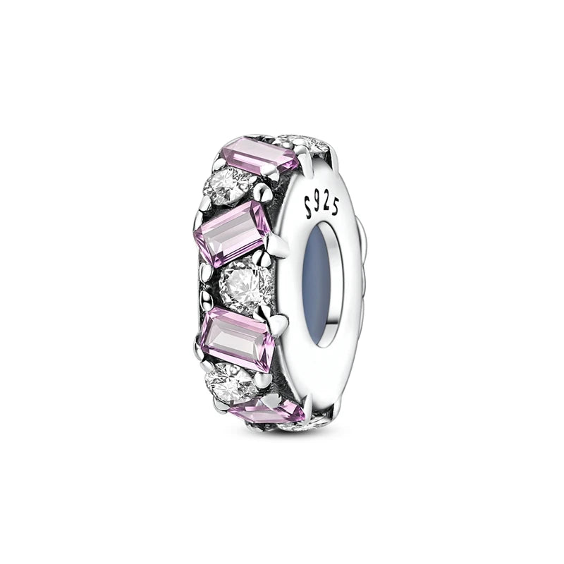 Rosa Charms aus 925er-Sterlingsilber, Perlen, Schmetterling, Parfümflasche, Krone, herzförmiger Zirkon, Charms für Frauen, feiner DIY-Schmuck, Geschenke