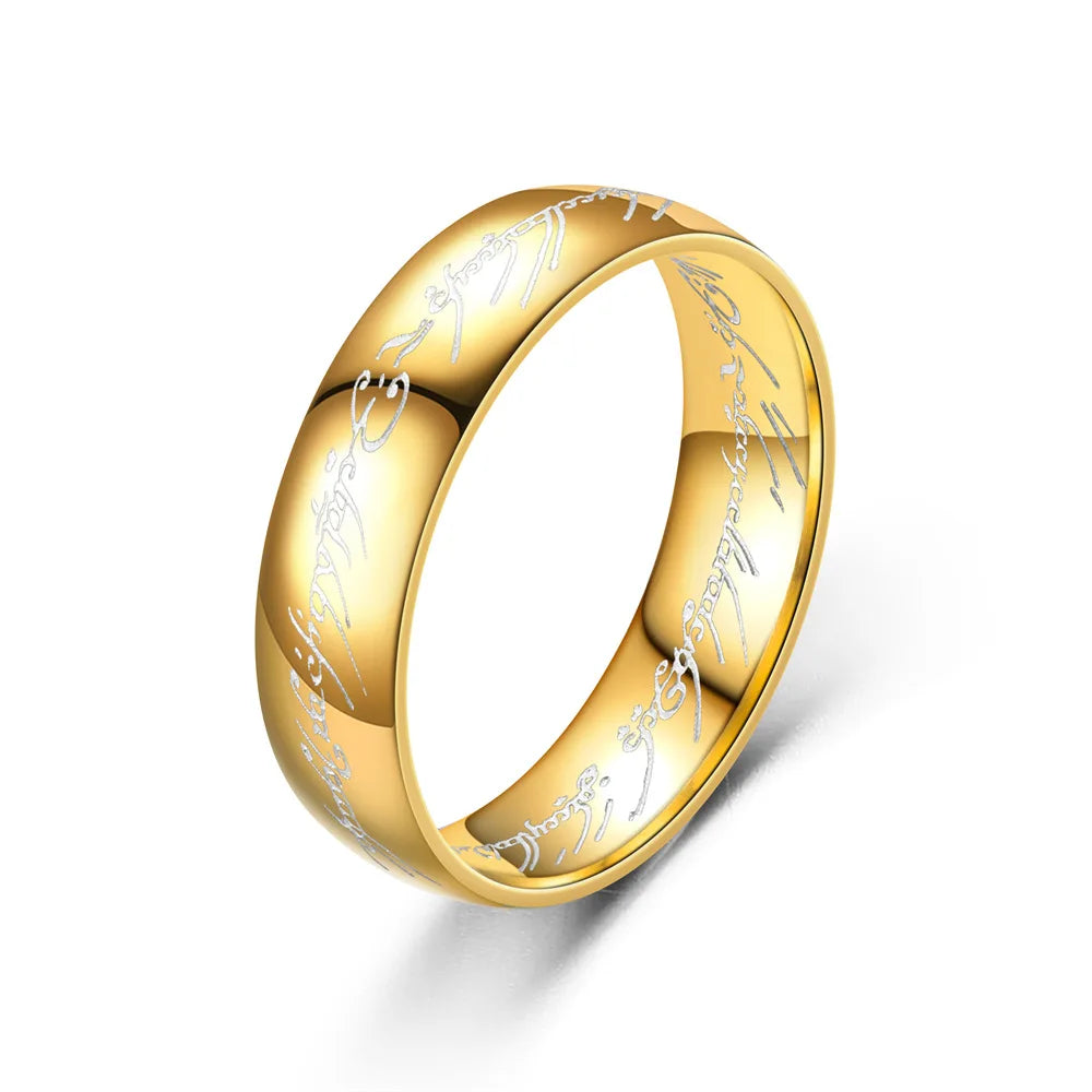 Edelstahlschmuck Punk One Ring Of Power Elf Bilbo Baggins Gollum Tolkien Letter Wizard Mehrfarbig Größe 6-13
