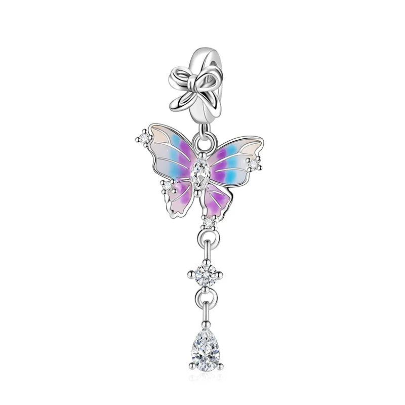 2025 Neu in Original 925 Sterling Silber Bunte Exquisite Schmetterling Serie Charm Fit Armband Halskette DIY Frauen Schmuck Geschenk