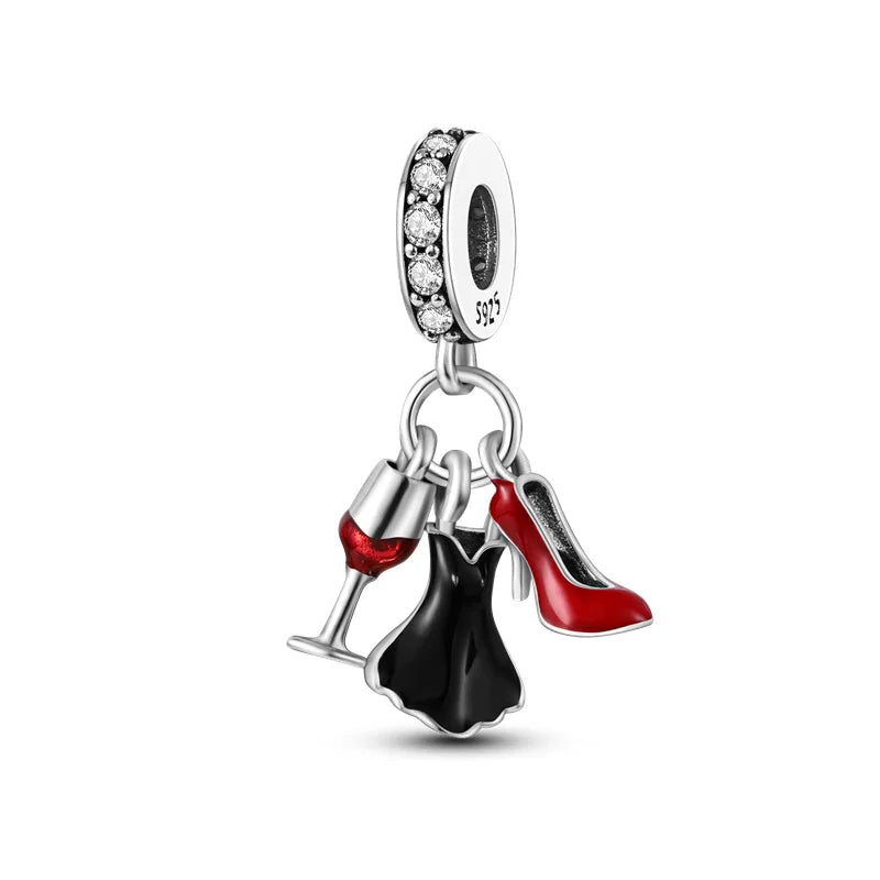 Echtes 925 Sterling Silber Buch Und Kaffeetasse Charms Fit Original Pand 3mm Armband Anhänger Perlen Frauen Edlen schmuck