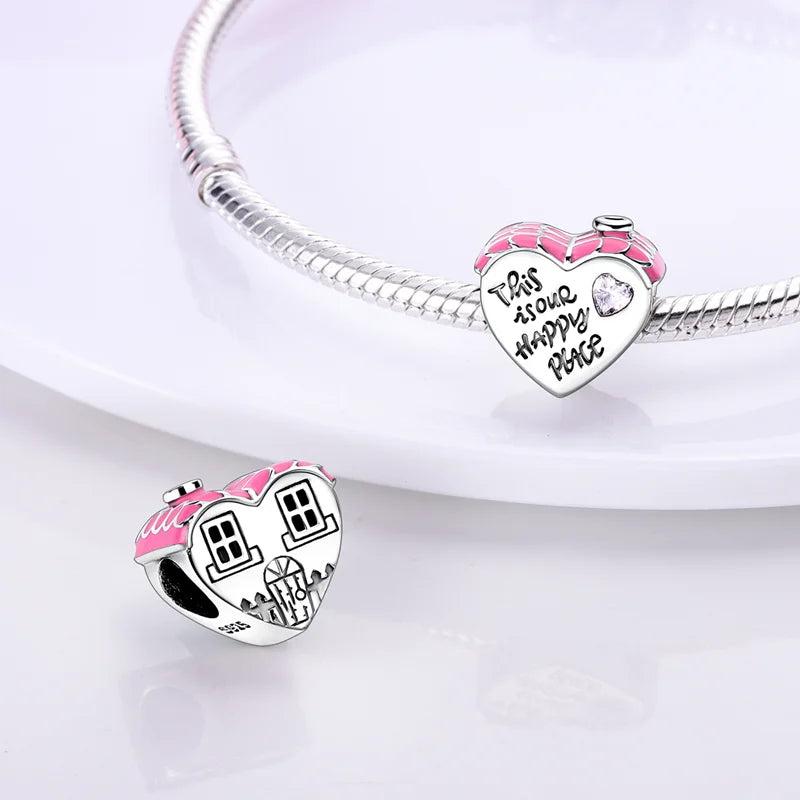 Charms aus 925er-Sterlingsilber, romantische Herz-Serie, Perlen, passend für Qikaola 925 Original-Armbänder, DIY-Schmuck zum Muttertag, Geschenke
