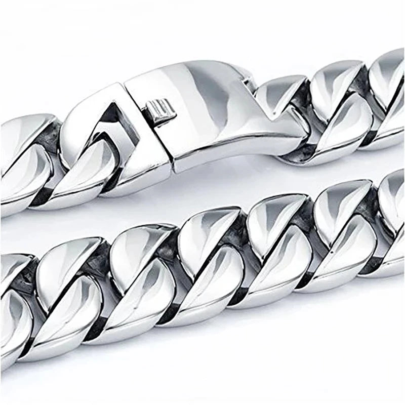 20/26/31MM 316L Edelstahl Curb Kubanisches Armband Riesige Schwere Silber Farbe Ton Schmuck Herren Frauen Biker Bike Kette Armbänder