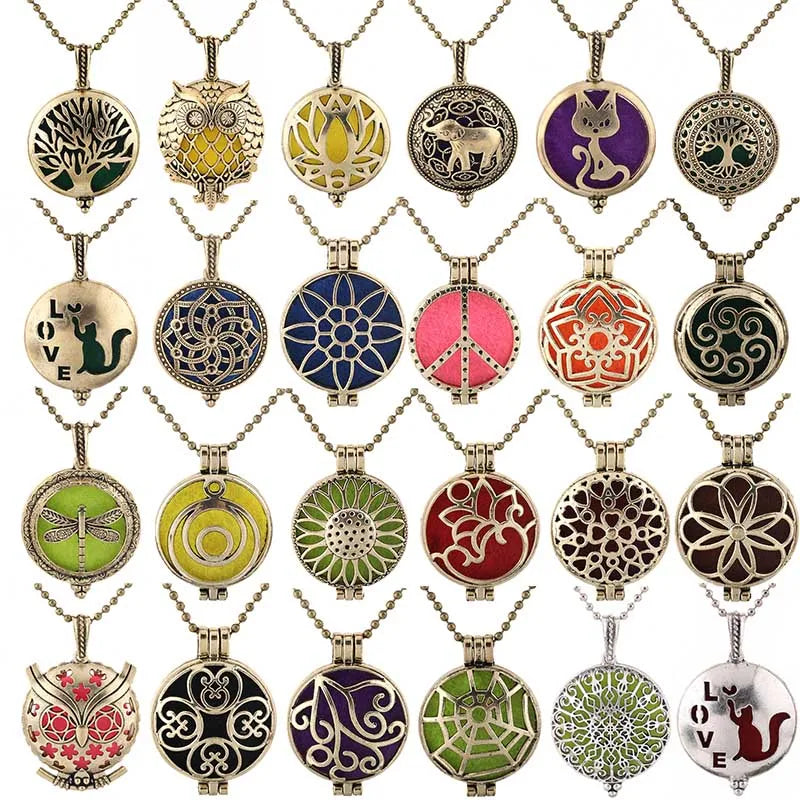 Neue Aroma Kaleidoskop Retro Halskette Antike Medaillon Anhänger Magnetische Parfüm Ätherisches Öl Diffusor Medaillon Aromatherapie Schmuck