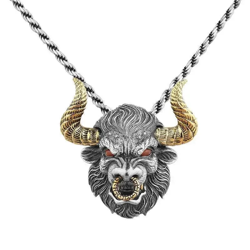 Retro dominierende Tier Stierkopf Anhänger Stier Teufel Halskette für Männer Punk Hip Hop coole Motorrad fahren Glück Zubehör
