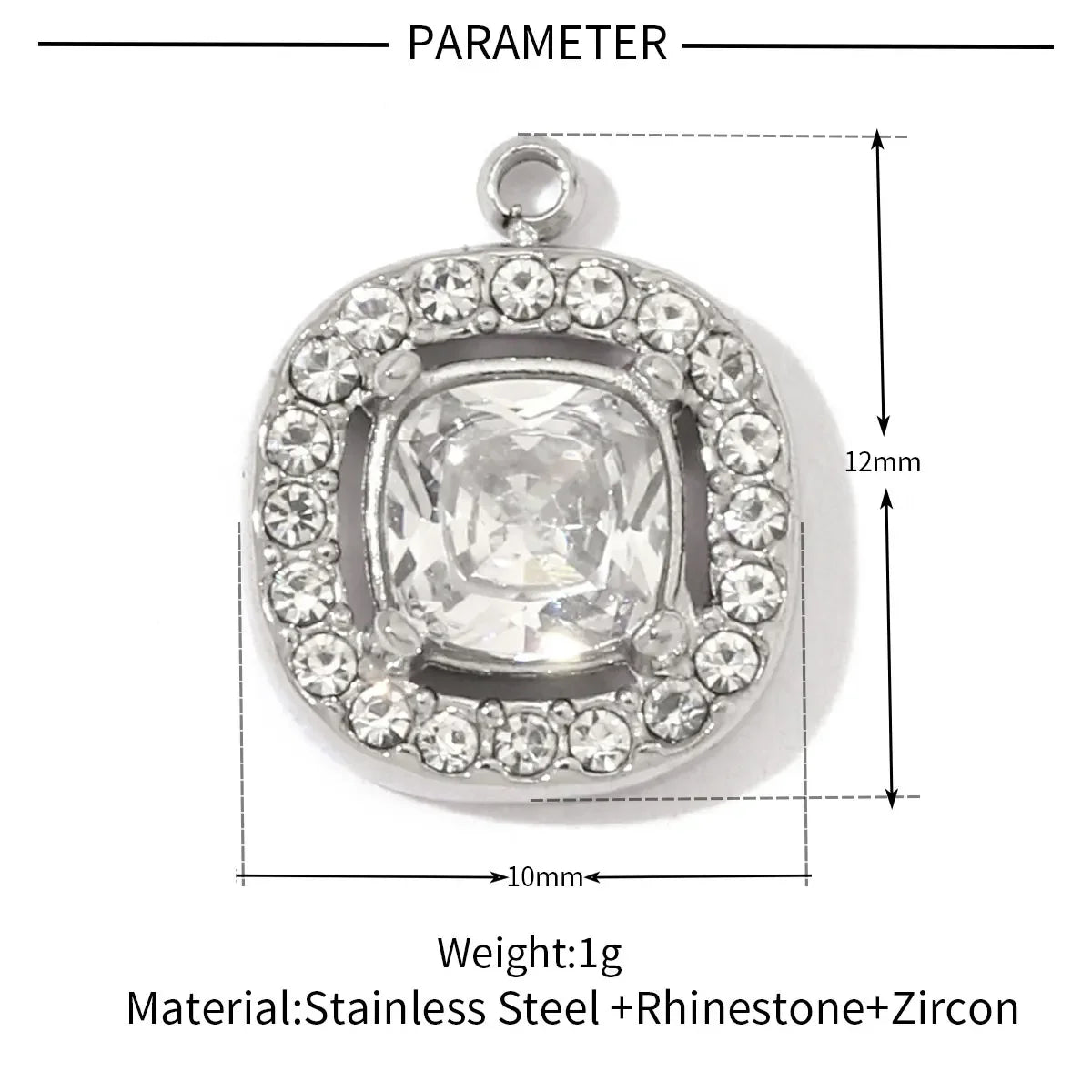 3 teile/los Mode Edelstahl Zirkon Kristall Charms Oval Stern Herz Runde Quadrat HorseeyeStone Halskette DIY Kleine Anhänger