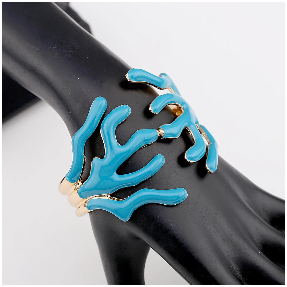 KAYMEN Neues wunderschönes Korallen-Design, luxuriöses Manschettenarmband, Statement-Armreif, Modeschmuck für Frauen, Verlobung, Hochzeit, Zubehör
