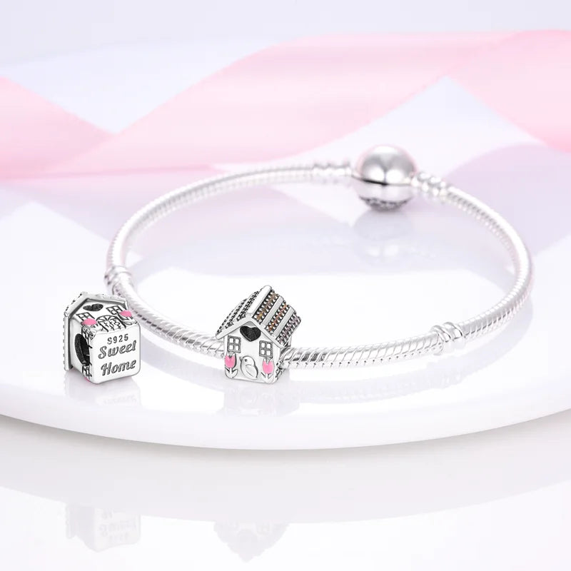 Charms aus 925er-Sterlingsilber, romantische Herz-Serie, Perlen, passend für Qikaola 925 Original-Armbänder, DIY-Schmuck zum Muttertag, Geschenke