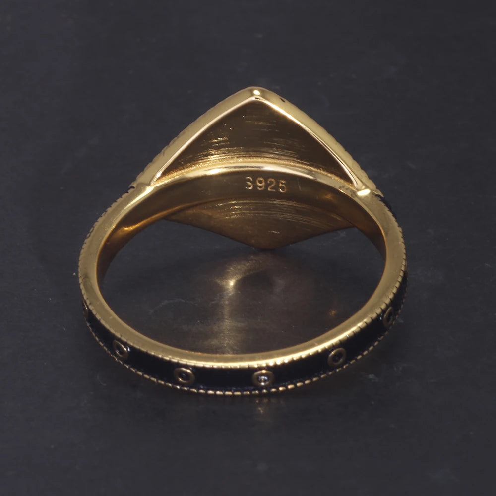 Game Dark Souls Series Ring der Gastgeschenk aus echtem 925er-Sterlingsilber mit Retro-Vergoldung für Männer und Frauen, Fans, Cosplay-Schmuck