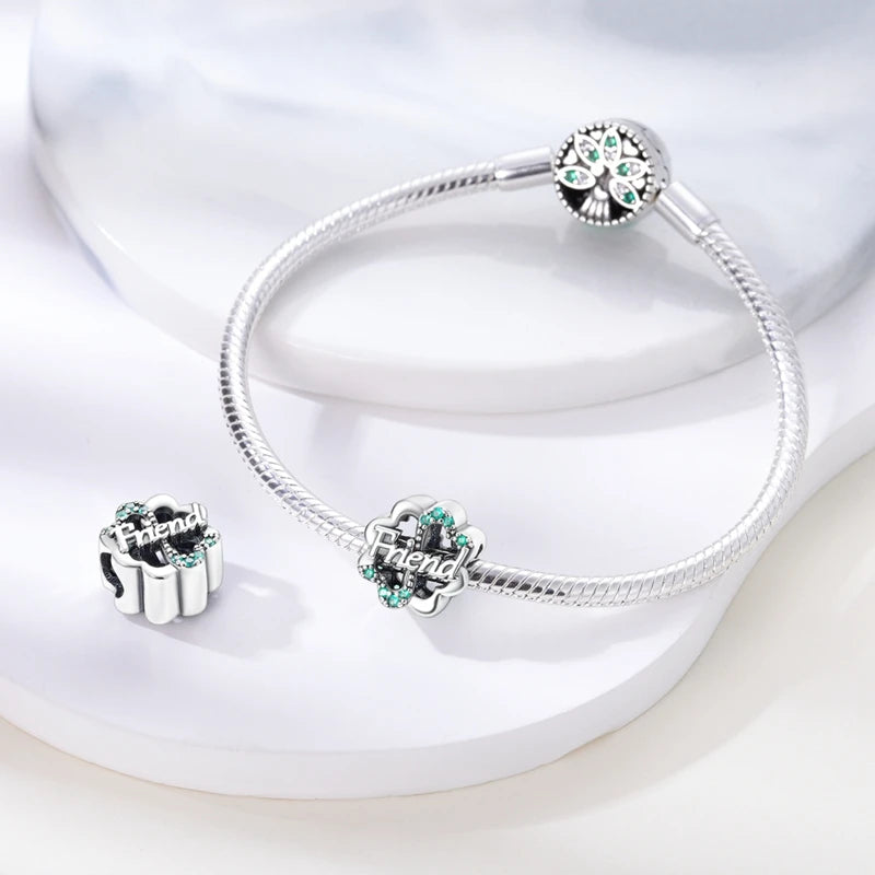 Neu im 925er-Sterlingsilber, grüne Charms, Perlen, Frosch, Kleeblatt, Schildkröte, Anhänger, Schmuck, passend für Original-925-Armbänder für Frauen, DIY-Geschenk