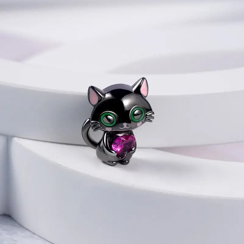 Heiße Verkäufe 925, schwarzer Tier-Anhänger, Serie Gothic-Skelett, Katze, Damenschmuck, geeignet für DIY-Armbänder, Halsketten, Zubehör