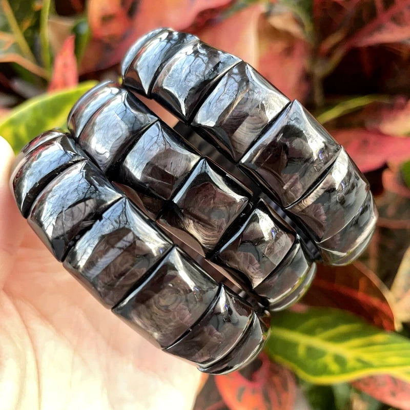 Neue Ägypten AAA 11X16MM Natürliches Hypersene Rechteckiges Funkelndes Reines Schwarzes Armband für Männer und Frauen Paare Glücklicher Schmuck Geschenk