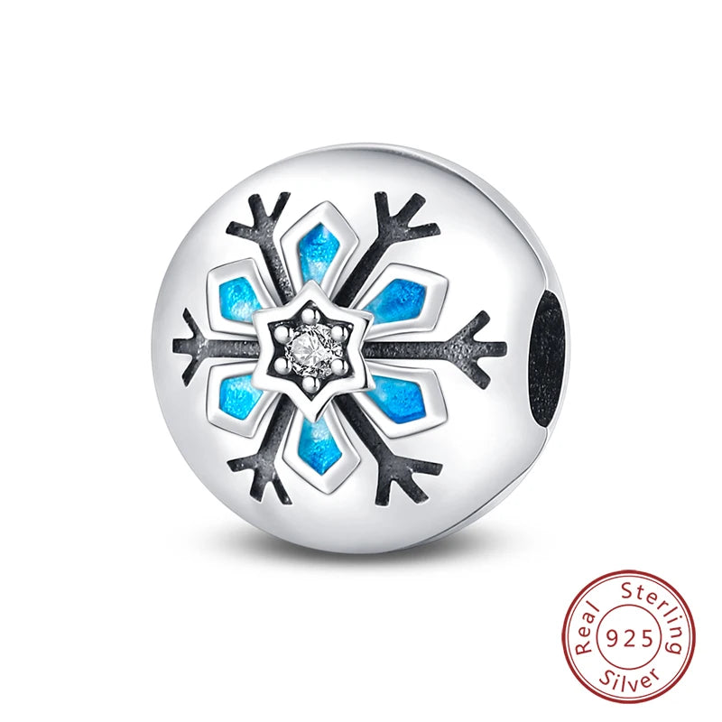 Winter-Charm, Original-Charm-Anhänger aus 925er-Sterlingsilber, Schneeflocke, Schneemann, Pinguin, für Frauen, feiner DIY-Geburtstagsschmuck, Geschenke