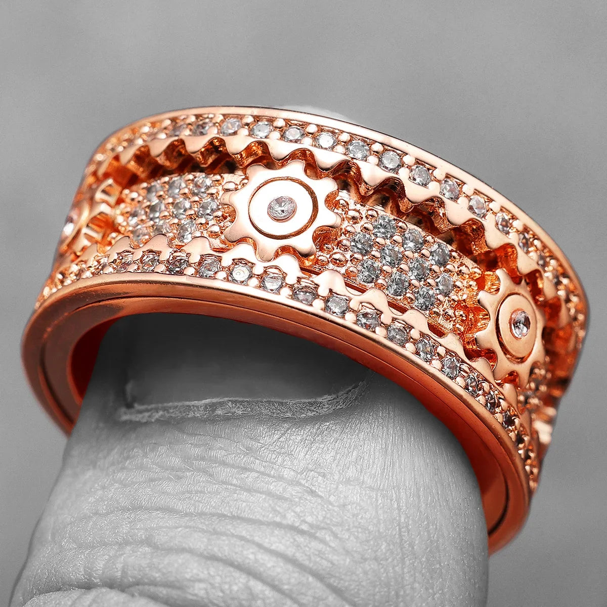Fidget Spinner Edelstein Getriebe Männer Ringe Edelstahl Frauen Schmuck Punk Neu in Rock Hip Hop Mode Accessoires Geschenk Großhandel