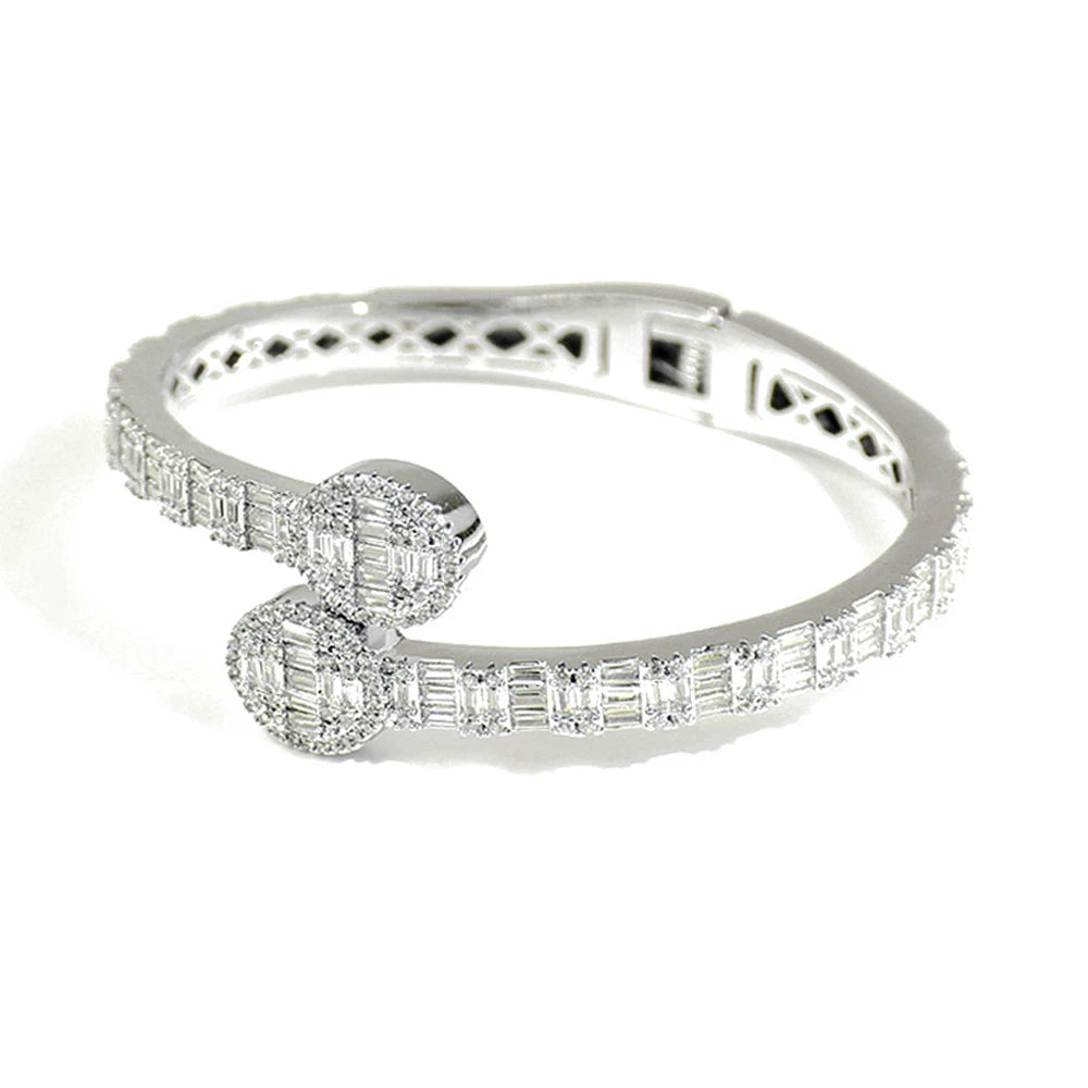 Neue Iced Out Bling Schmetterling Herz Armband Silber Farbe CZ Zirkon Oval Charme Geöffnet Armreif Für Männer Frauen Hiphop Luxus schmuck