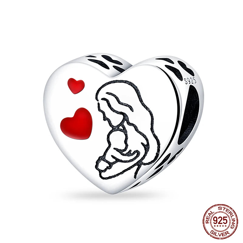 Charms aus 925er-Sterlingsilber, romantische Herz-Serie, Perlen, passend für Qikaola 925 Original-Armbänder, DIY-Schmuck zum Muttertag, Geschenke
