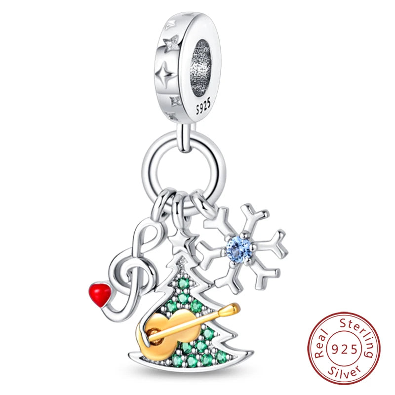 Winter-Charm, Original-Charm-Anhänger aus 925er-Sterlingsilber, Schneeflocke, Schneemann, Pinguin, für Frauen, feiner DIY-Geburtstagsschmuck, Geschenke