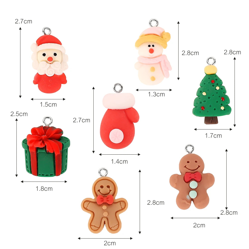 10 Stück Weihnachten Lebkuchenmann Weihnachtsmann Charms Harz Anhänger Charms für Ohrring Armband Schlüsselanhänger Kinderspielzeug Diy Schmuckherstellung