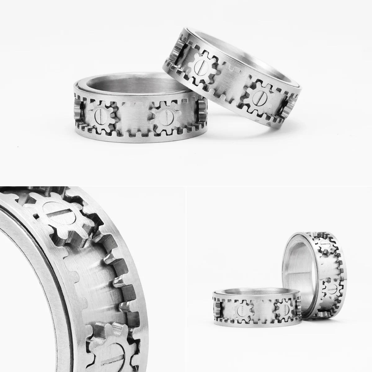 Fidget Spinner Edelstein Getriebe Männer Ringe Edelstahl Frauen Schmuck Punk Neu in Rock Hip Hop Mode Accessoires Geschenk Großhandel