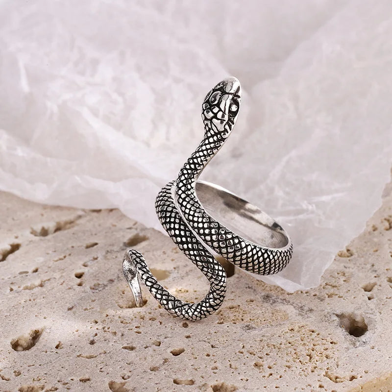 Retro Thai Silber Wicklung Schlangenform 925 Sterling Silber Schmuck Persönlichkeit Dominierendes Tier Exquisite Öffnungsringe R295