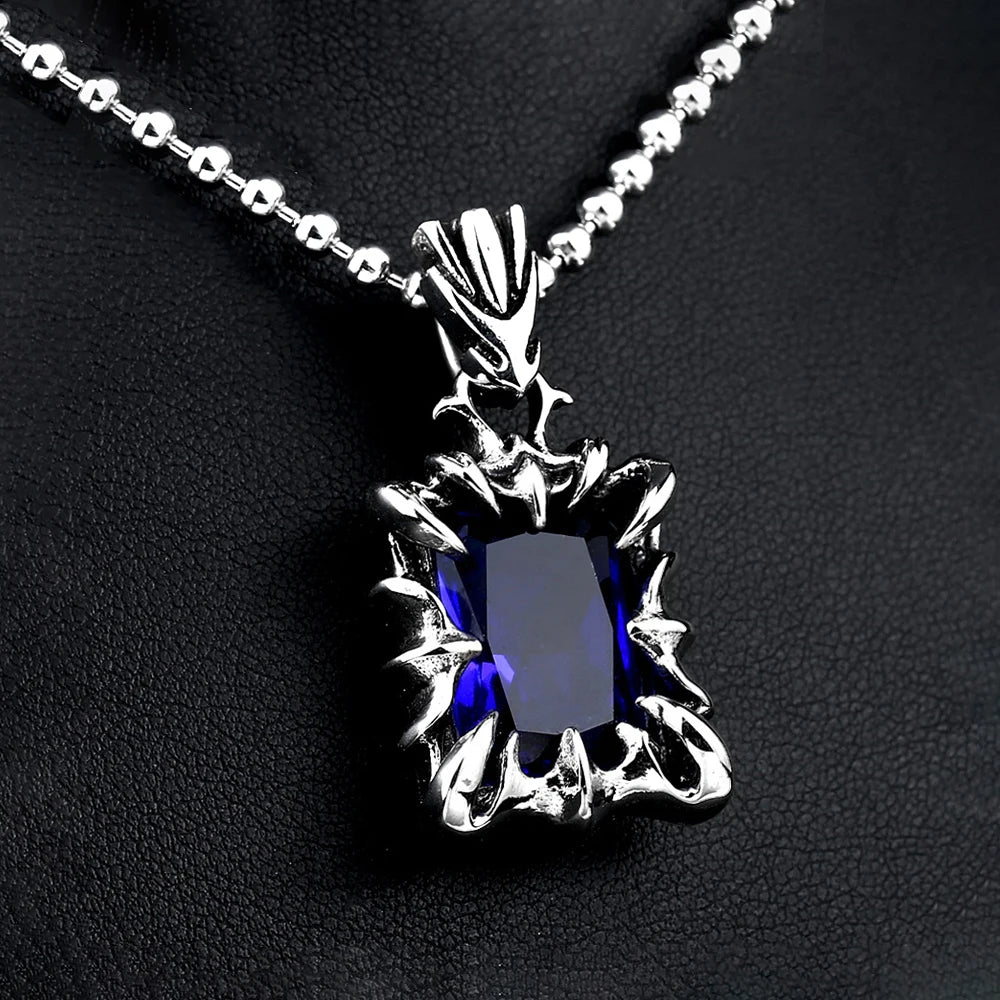 Vintage Mode rot/schwarz/blau/grün Farbe Stein Anhänger Halskette für Männer Frauen Edelstahl Punk Paar Schmuck Drops hipping