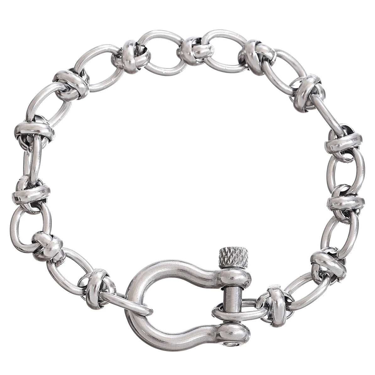 Pferdeschuh-Knoten-Armband für Männer und Frauen, Edelstahl, minimalistisches Silberkettenarmband, Schnalle, abnehmbare Armbänder, Schmuck, Geschenk