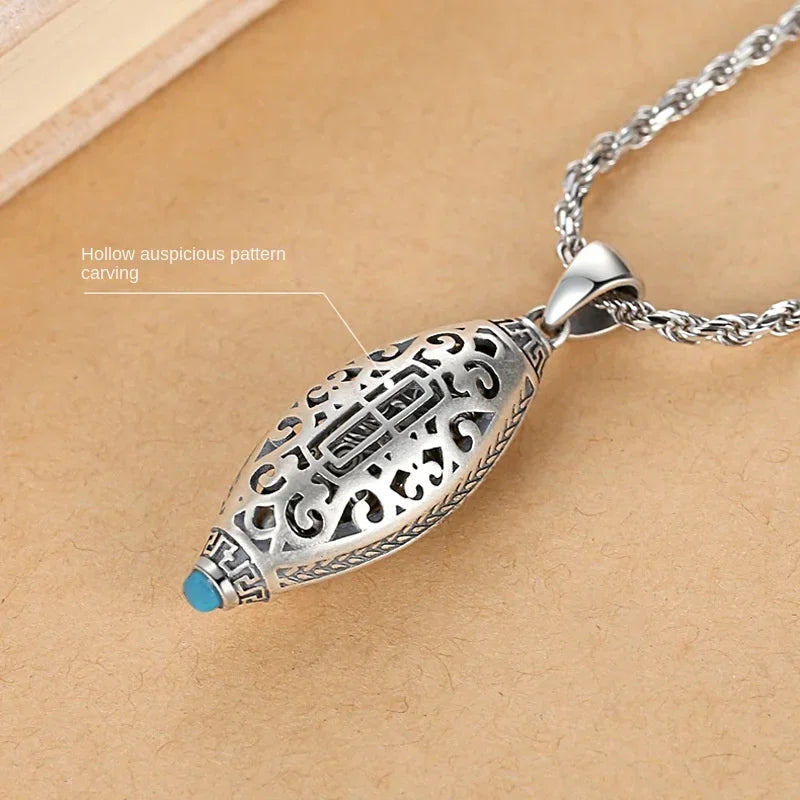 Mode Sechs-charakter Schrift Buddha Halskette für Männer und Frauen Retro Hohl Muster Gebet Räder Anhänger Schmuck Zubehör