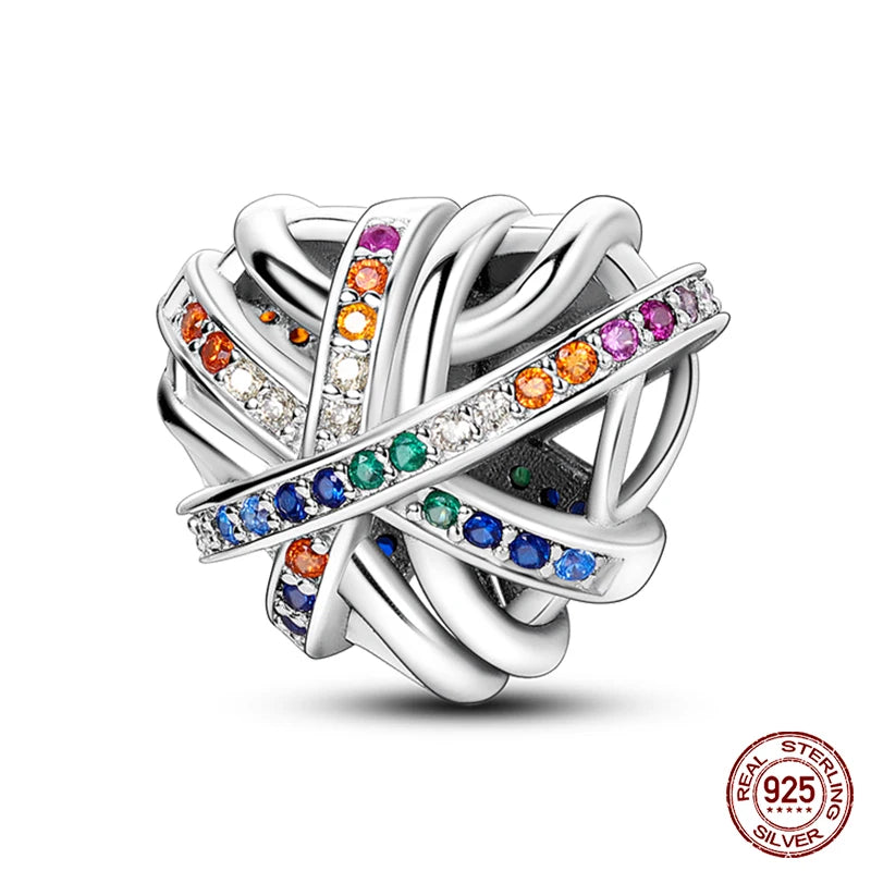 Charms aus 925er-Sterlingsilber, romantische Herz-Serie, Perlen, passend für Qikaola 925 Original-Armbänder, DIY-Schmuck zum Muttertag, Geschenke