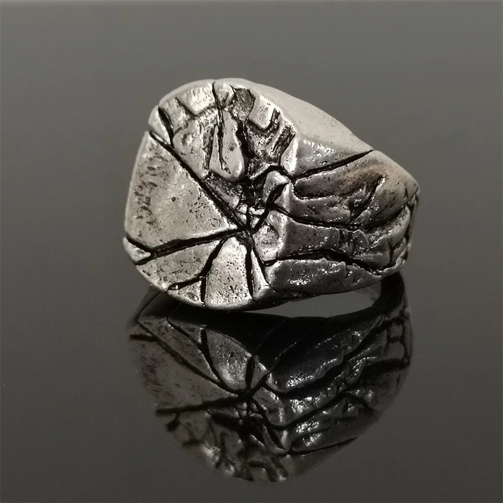 Vintage Rissige Legierung Männer Ring Retro Platz Zeigefinger Ring Für Männer Rock Bar Party Schmuck Großhandel