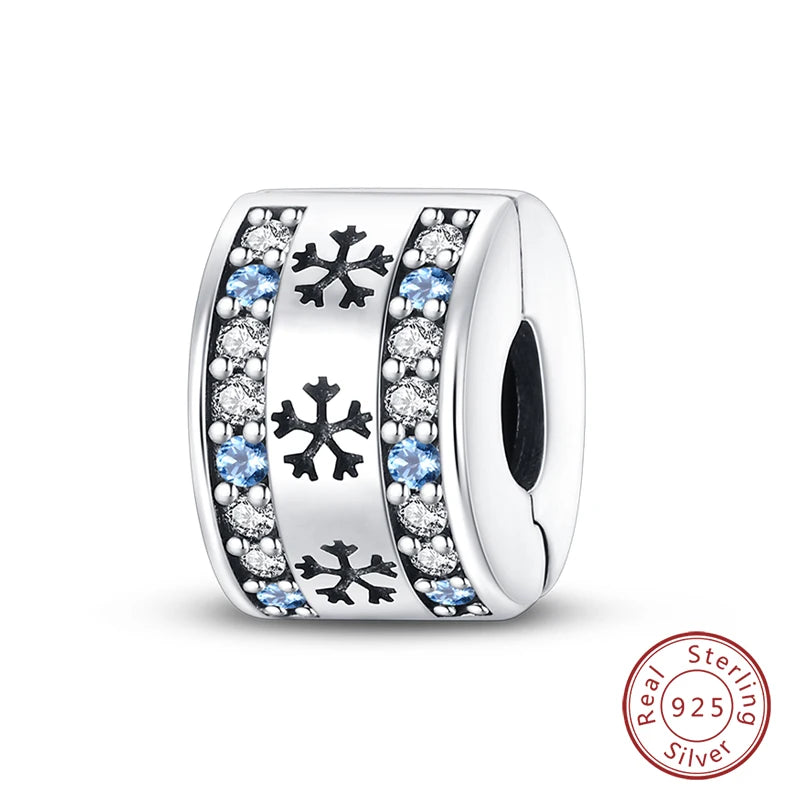 Winter-Charm, Original-Charm-Anhänger aus 925er-Sterlingsilber, Schneeflocke, Schneemann, Pinguin, für Frauen, feiner DIY-Geburtstagsschmuck, Geschenke