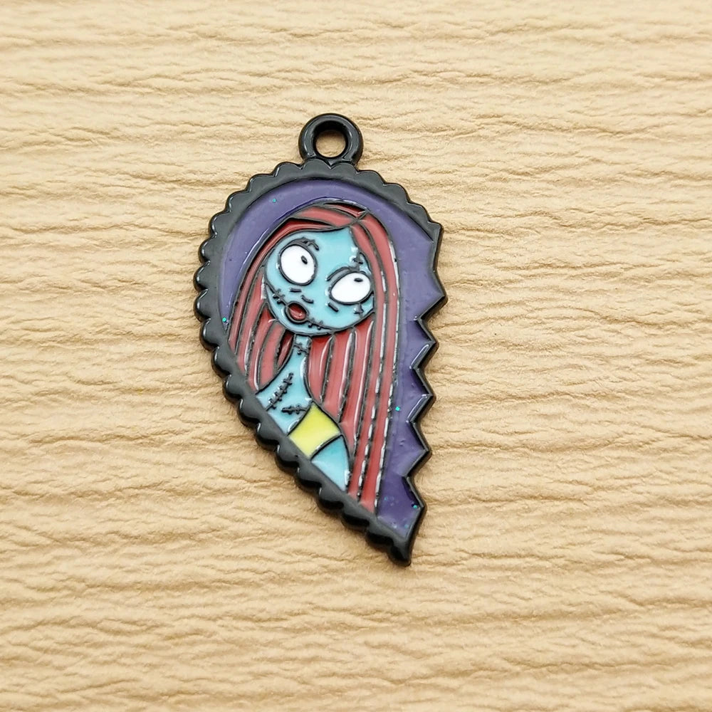 10 Stück Nightmare Before Christmas Charm Schmuckzubehör Emaille Halskette Ohrring Anhänger Diy Herstellung Legierung Metall schwarz plattiert