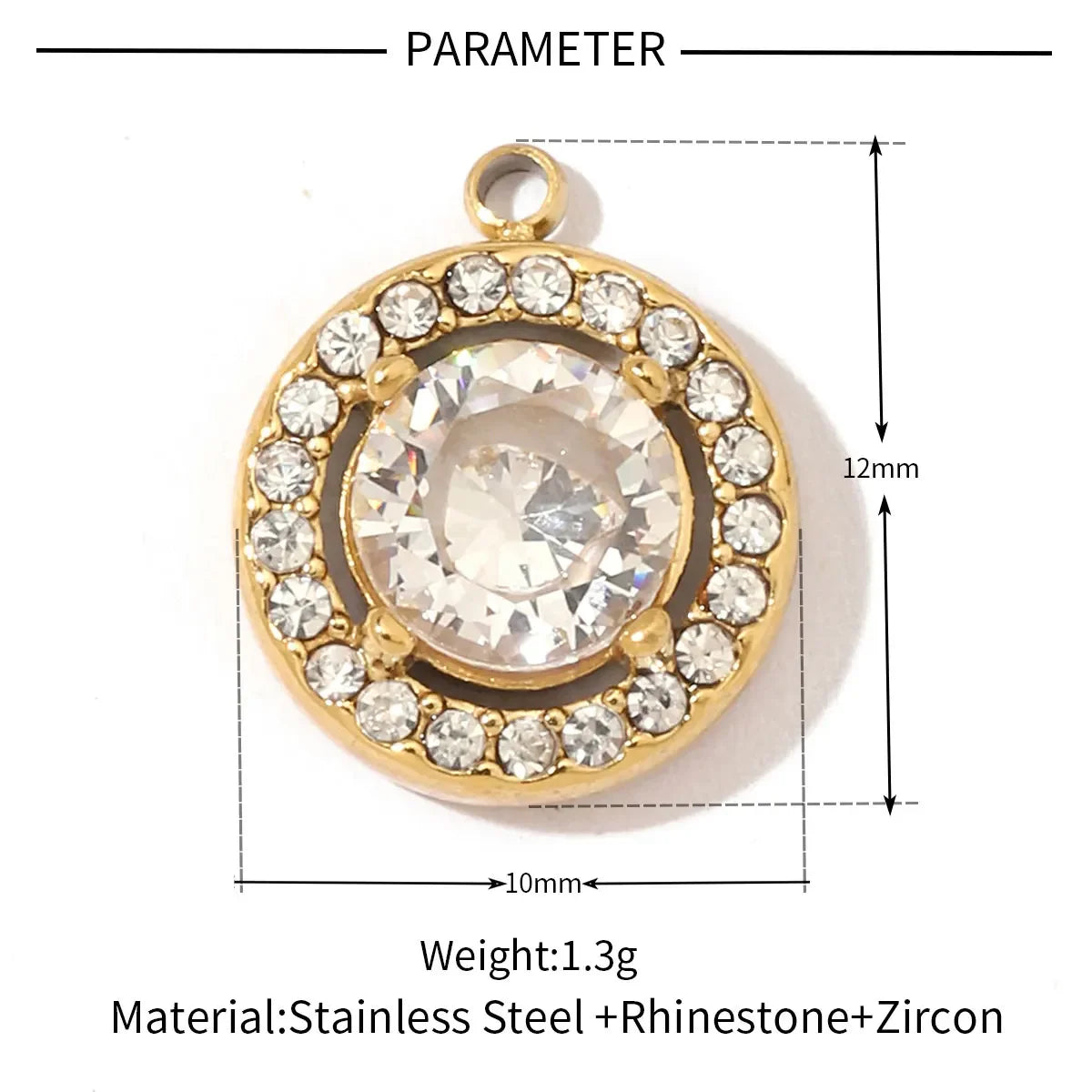 3 teile/los Mode Edelstahl Zirkon Kristall Charms Oval Stern Herz Runde Quadrat HorseeyeStone Halskette DIY Kleine Anhänger