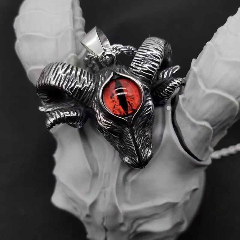 Modische und kreative Gothic Devil Eye Schafkopf-Halskette für Herren, personalisierbar, trendiger Retro-Punk-Schmuck, Accessoires für Damen