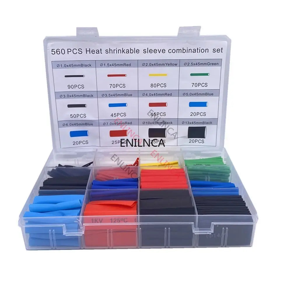 127-750 Stück Wärmeschrumpfschlauch-Set, Hitzebeständiger Schlauch, Schrumpfverpackungs-Kit für Elektrische Verbindungen, Kabelisolierung