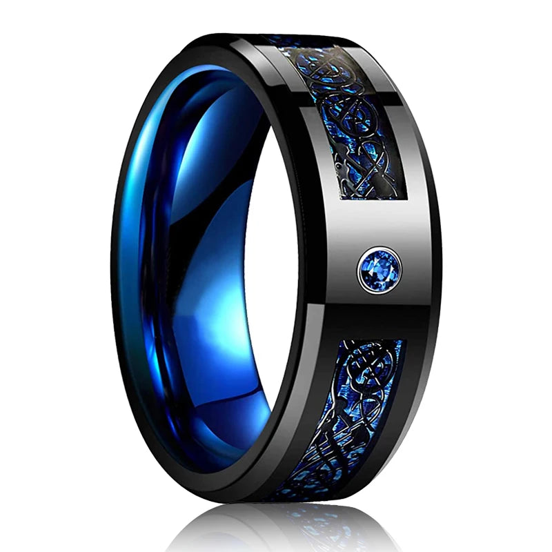 Moderne 8mm Schwarz Titan stahl Ringe für Männer Frauen Nut Facetten Edelstahl Männer Ring Hochzeit Band schmuck Großhandel