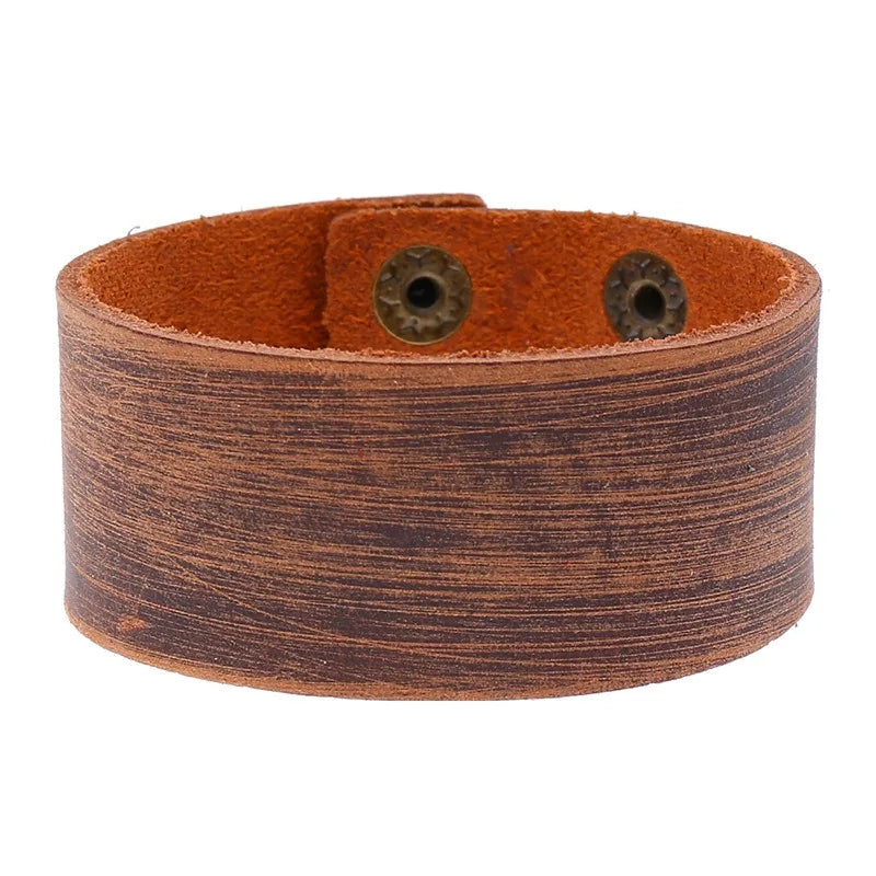 Breite Wickelarmbänder aus echtem Leder für Herren, Retro, verstellbare Armreifen für Männer, Punk-Stil, Schmuck, Geschenke, Schwarz, Braun, Rot, Grün, Blau