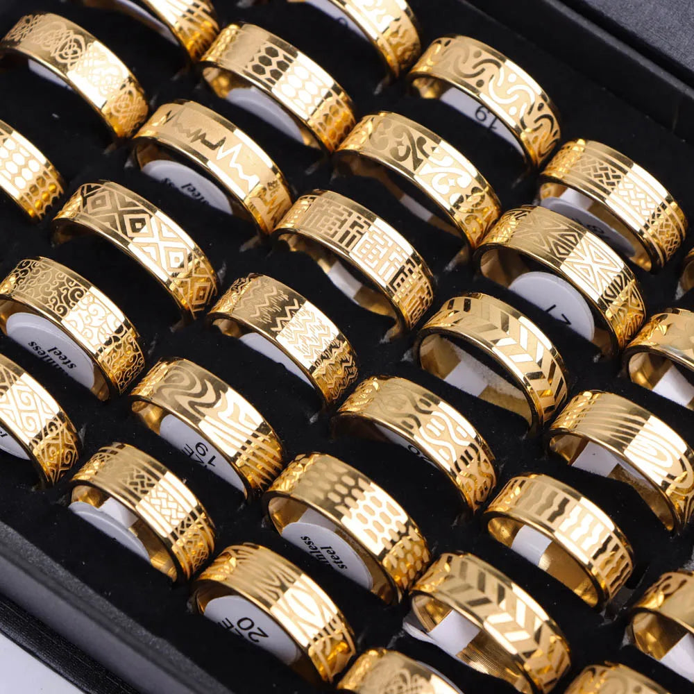 10 Teile/los Trendy Klassische männer frauen Öl Tropft Edelstahl Ringe, Retro Schmuck Geschenke, Gemischte Stil