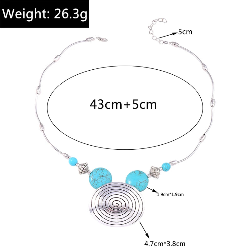 Ethnische Antike Silber Farbe Mond Choker Halsketten für Frauen Boho Türkis Halskette Mädchen Partei Schmuck Geschenke