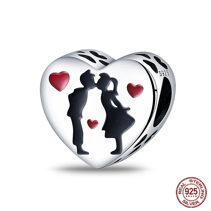 Charms aus 925er-Sterlingsilber, romantische Herz-Serie, Perlen, passend für Qikaola 925 Original-Armbänder, DIY-Schmuck zum Muttertag, Geschenke