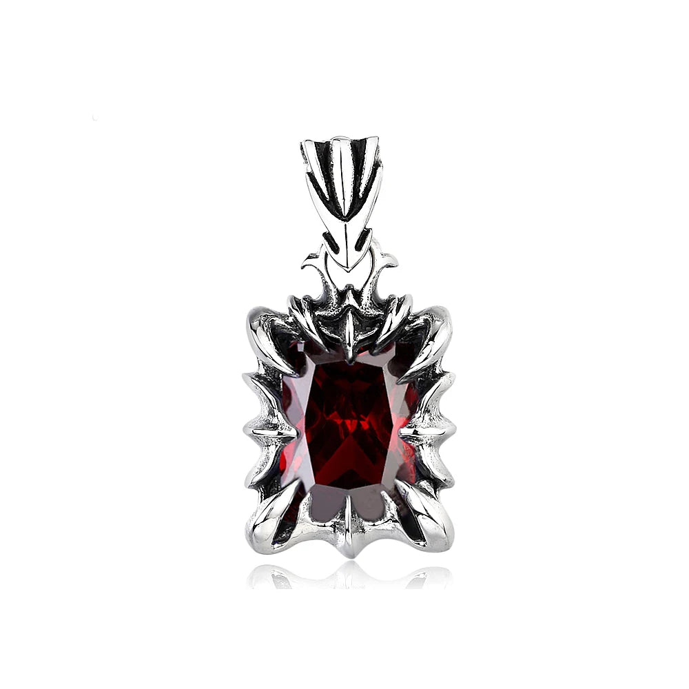 Vintage Mode rot/schwarz/blau/grün Farbe Stein Anhänger Halskette für Männer Frauen Edelstahl Punk Paar Schmuck Drops hipping