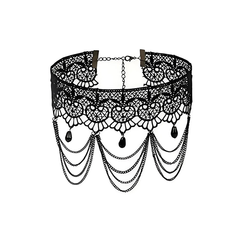 Neo-Gothic Punk Schwarz Sexy Spitze Halskette Für Frauen Mode Retro Schlüsselbein Kette Halloween Kragen Halsband Steampunk Geschenke