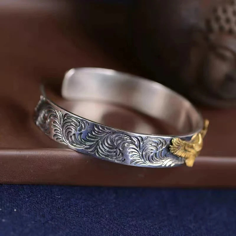 Punk Gold Farbe Adler Tier Druck Manschette Armband Männer Manschette Armreifen Männlichen Charme Rock Motorrad Reiter Schmuck