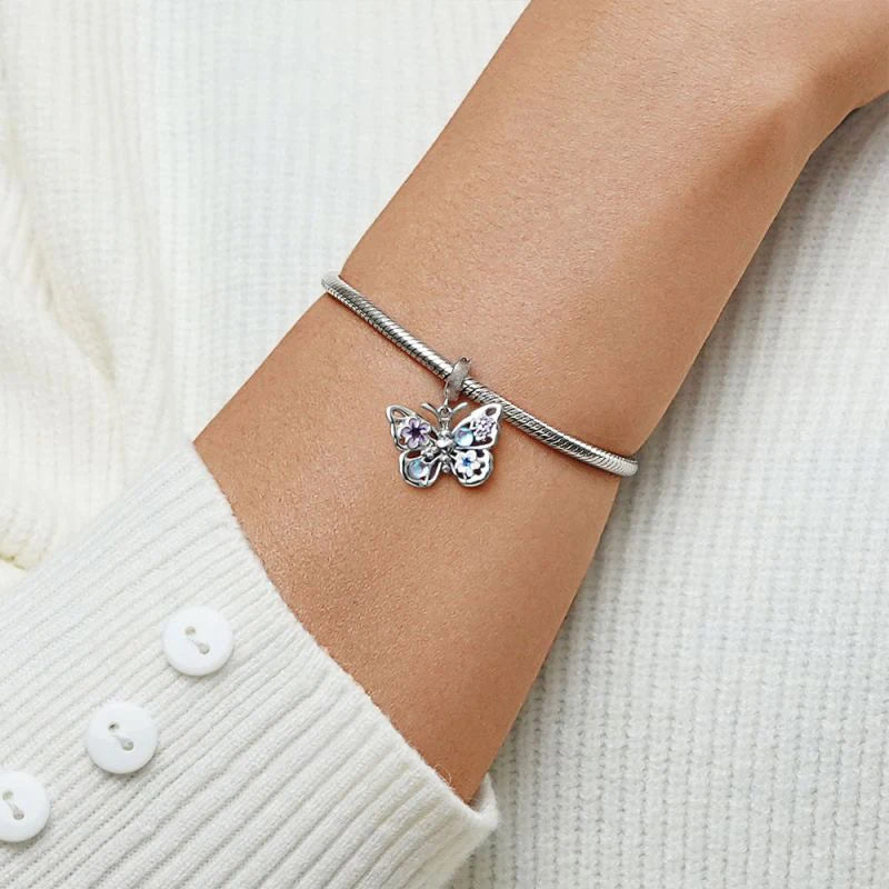 2025 Neu in Original 925 Sterling Silber Bunte Exquisite Schmetterling Serie Charm Fit Armband Halskette DIY Frauen Schmuck Geschenk