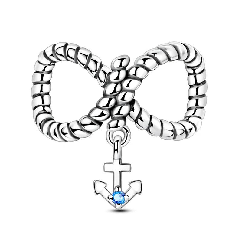Heißer Verkauf Charms Perlen 925 Sterling Silber Farbe Bogen Kreuz Lebensbaum Perlen Fit DIY Original Armreif Charme Anhänger Schmuck
